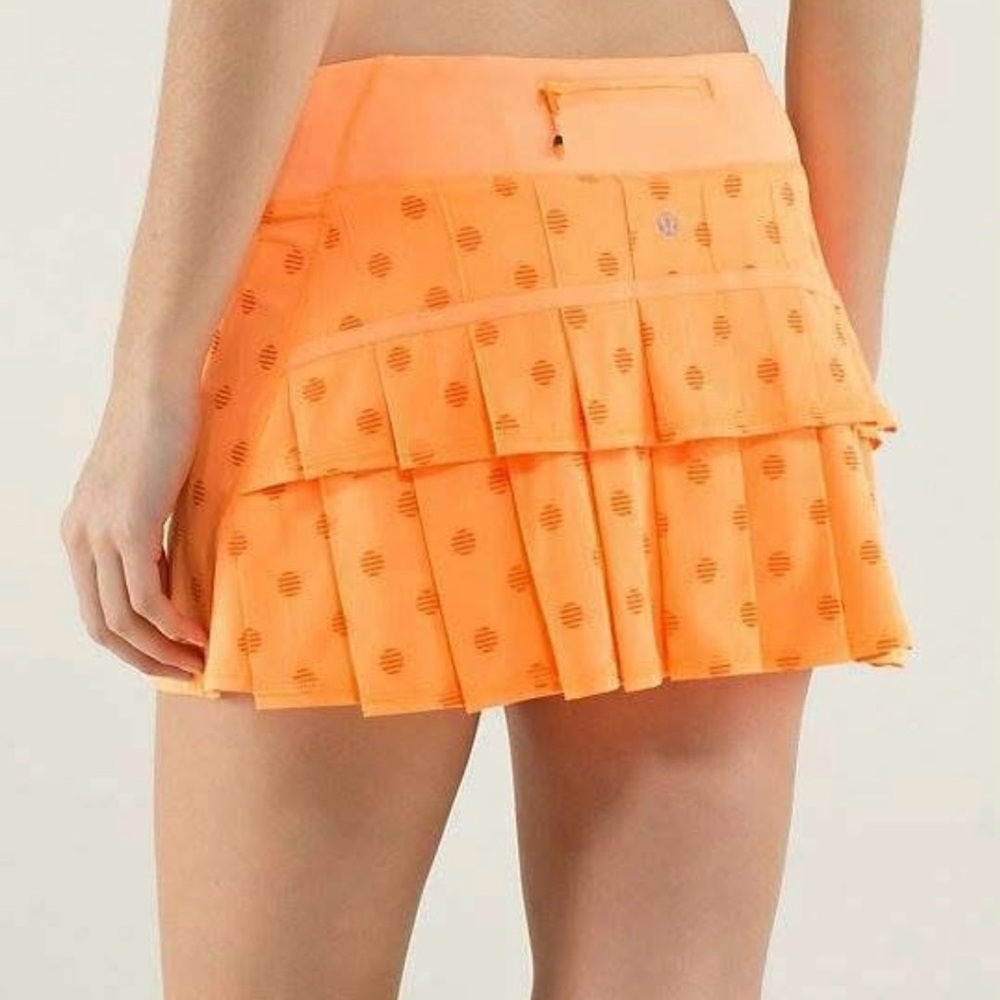 LULULEMON pace setter creamsicle stripe dot skirt 10 tennis running pickleball